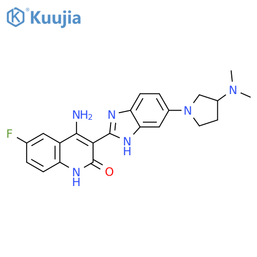 2(1H)-Quinolinone, 4-amino-3-[6-[3-(dimethylamino)-1-pyrrolidinyl]-1H-benzimidazol-2-yl]-6-fluoro- structure