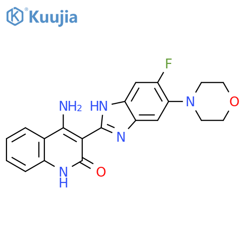 2(1H)-Quinolinone, 4-amino-3-[6-fluoro-5-(4-morpholinyl)-1H-benzimidazol-2-yl]- structure