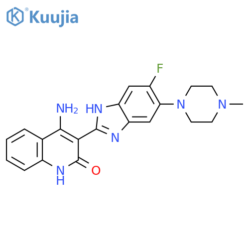 2(1H)-Quinolinone, 4-amino-3-[6-fluoro-5-(4-methyl-1-piperazinyl)-1H-benzimidazol-2-yl]- structure