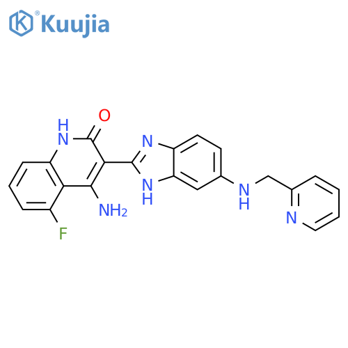 2(1H)-Quinolinone, 4-amino-5-fluoro-3-[6-[(2-pyridinylmethyl)amino]-1H-benzimidazol-2-yl]- structure