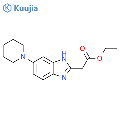 1H-BENZIMIDAZOLE-2-ACETIC ACID, 5-(1-PIPERIDINYL)-, ETHYL ESTER structure