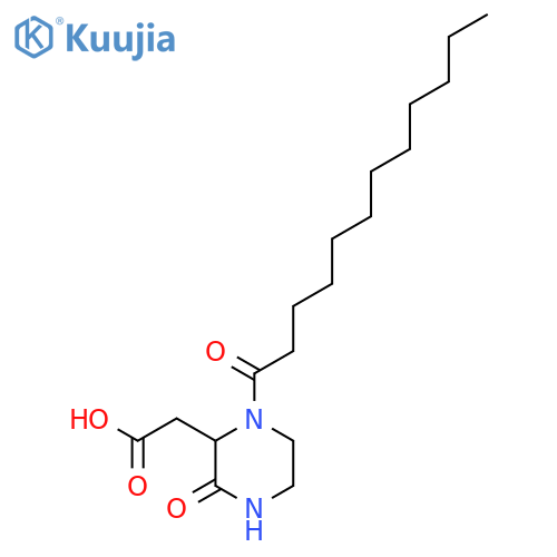 2-Piperazineacetic acid, 3-oxo-1-(1-oxododecyl)- structure