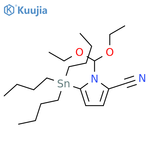 1H-Pyrrole-2-carbonitrile, 1-(diethoxymethyl)-5-(tributylstannyl)- structure