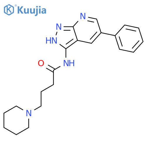 1-Piperidinebutanamide, N-(5-phenyl-1H-pyrazolo[3,4-b]pyridin-3-yl)- structure