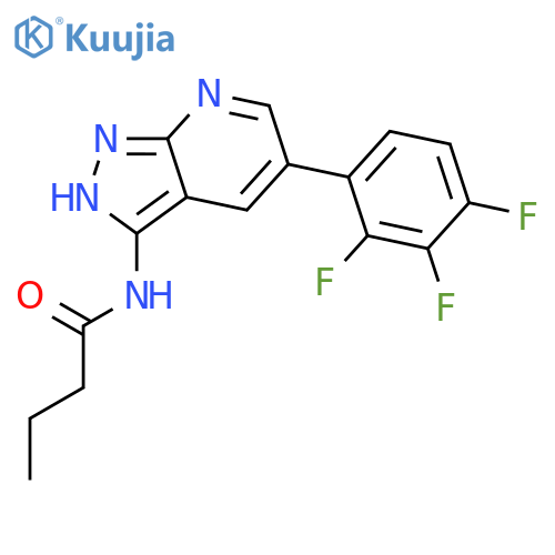 Butanamide, N-[5-(2,3,4-trifluorophenyl)-1H-pyrazolo[3,4-b]pyridin-3-yl]- structure