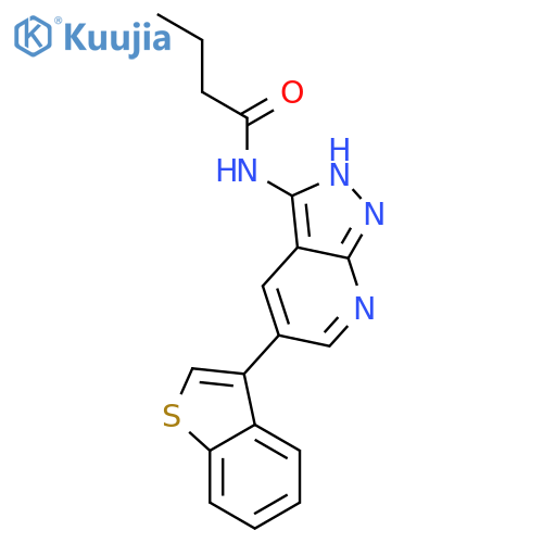 Butanamide, N-(5-benzo[b]thien-3-yl-1H-pyrazolo[3,4-b]pyridin-3-yl)- structure