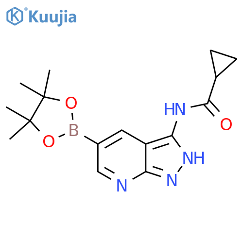 CYCLOPROPANECARBOXAMIDE, N-[5-(4,4,5,5-TETRAMETHYL-1,3,2-DIOXABOROLAN-2-YL)-1H-PYRAZOLO[3,4-B]PYRIDIN-3-YL]- structure