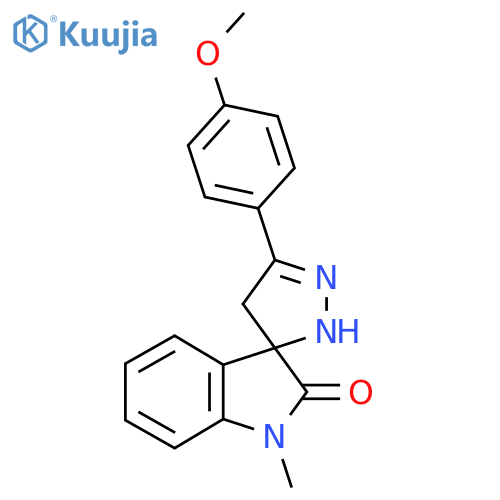 Spiro[3H-indole-3,3'-[3H]pyrazol]-2(1H)-one, 2',4'-dihydro-5'-(4-methoxyphenyl)-1-methyl- structure