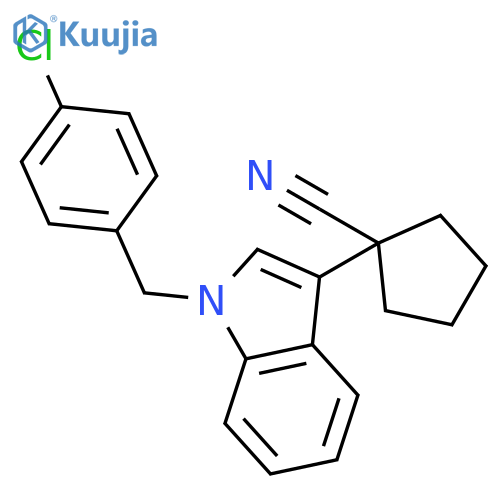 Cyclopentanecarbonitrile, 1-[1-[(4-chlorophenyl)methyl]-1H-indol-3-yl]- structure