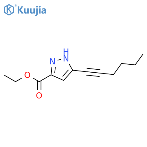 1H-PYRAZOLE-3-CARBOXYLIC ACID, 5-(1-HEXYNYL)-, ETHYL ESTER structure