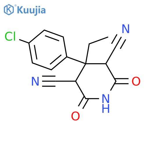 4-(4-chlorophenyl)-4-ethyl-2,6-dioxopiperidine-3,5-dicarbonitrile structure