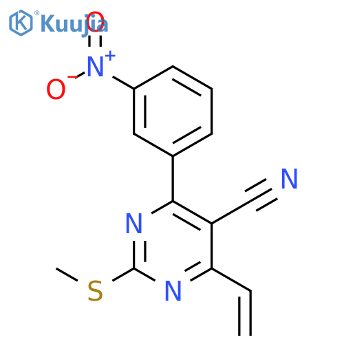 5-Pyrimidinecarbonitrile, 4-ethenyl-2-(methylthio)-6-(3-nitrophenyl)- structure
