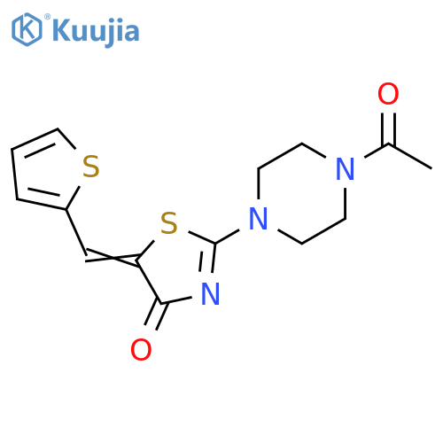 (5E)-2-(4-acetylpiperazin-1-yl)-5-(thiophen-2-yl)methylidene-4,5-dihydro-1,3-thiazol-4-one structure