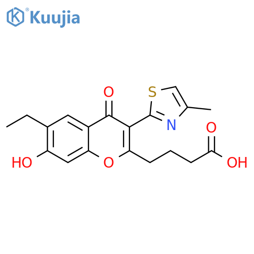 4-6-ethyl-7-hydroxy-3-(4-methyl-1,3-thiazol-2-yl)-4-oxo-4H-chromen-2-ylbutanoic acid structure