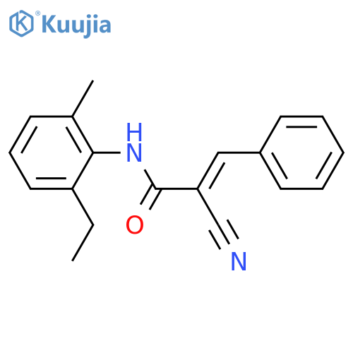 (2E)-2-cyano-N-(2-ethyl-6-methylphenyl)-3-phenylprop-2-enamide structure
