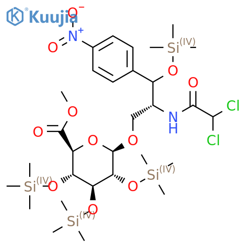 Methyl (2S,3R,4S,5R,6R)-6-[(2R)-2-[(2,2-dichloroacetyl)amino]-3-(4-nitrophenyl)-3-trimethylsilyloxypropoxy]-3,4,5-tris(trimethylsilyloxy)oxane-2-carboxylate structure