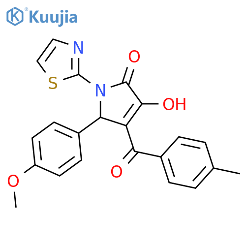 3-hydroxy-5-(4-methoxyphenyl)-4-(4-methylbenzoyl)-1-(1,3-thiazol-2-yl)-2,5-dihydro-1H-pyrrol-2-one structure