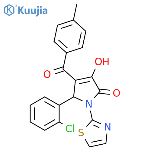 5-(2-chlorophenyl)-3-hydroxy-4-(4-methylbenzoyl)-1-(1,3-thiazol-2-yl)-2,5-dihydro-1H-pyrrol-2-one structure