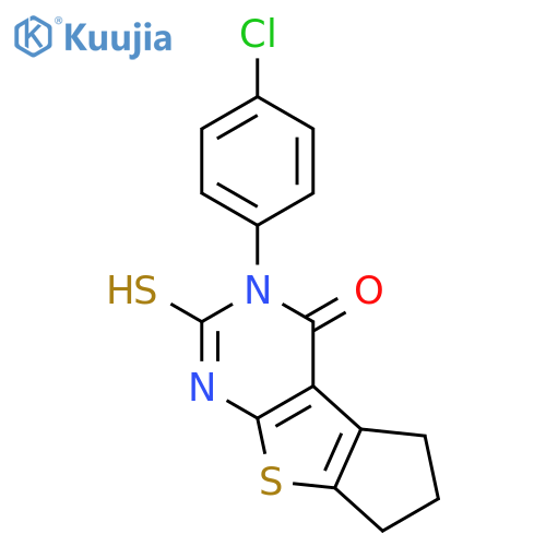 11-(4-chlorophenyl)-10-sulfanyl-7-thia-9,11-diazatricyclo6.4.0.0,2,6dodeca-1(8),2(6),9-trien-12-one structure