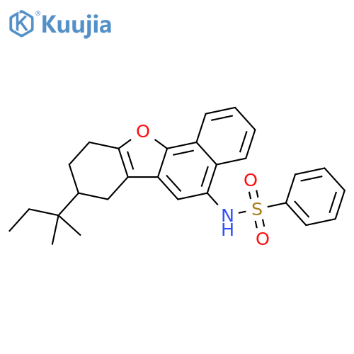 N-13-(2-methylbutan-2-yl)-17-oxatetracyclo8.7.0.0^{2,7}.0^{11,16}heptadeca-1(10),2(7),3,5,8,11(16)-hexaen-8-ylbenzenesulfonamide structure