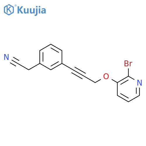 BENZENEACETONITRILE, 3-[3-[(2-BROMO-3-PYRIDINYL)OXY]-1-PROPYNYL]- structure
