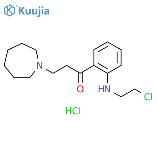 1-Propanone, 1-[2-[(2-chloroethyl)amino]phenyl]-3-(hexahydro-1H-azepin-1-yl)-, hydrochloride (1:1) structure