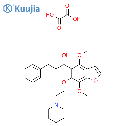 1-[4,7-Dimethoxy-6-(2-piperidin-1-ylethoxy)-1-benzofuran-5-yl]-3-phenylpropan-1-ol;oxalic acid structure
