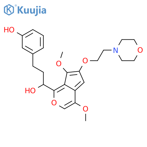 5-Benzofuranmethanol, 4,7-dimethoxy-alpha-(2-(3-hydroxyphenyl)ethyl)-6-(2-(4-morpholinyl)ethoxy)- structure