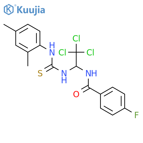 <br>4-Fluoro-N-(2,2,2-trichloro-1-(3-(2,4-dimethylphenyl)thioureido)ethyl)benza mide structure