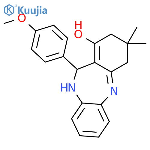<br>11-(4-methoxyphenyl)-3,3-dimethyl-3,4,10,11-tetrahydro-2H-dibenzo[b,e][1,4] diazepin-1-ol structure