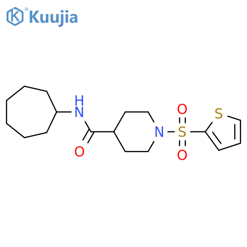 N-cycloheptyl-1-(thien-2-ylsulfonyl)piperidine-4-carboxamide structure