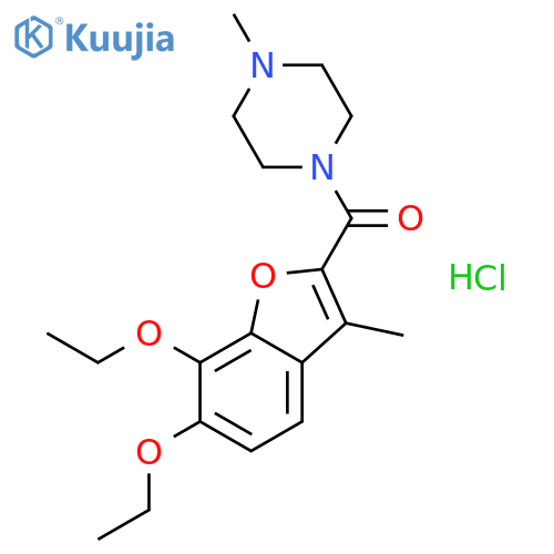 Piperazine, 1-((6,7-diethoxy-3-methyl-2-benzofuranyl)carbonyl)-4-methyl-, monohydrochloride structure
