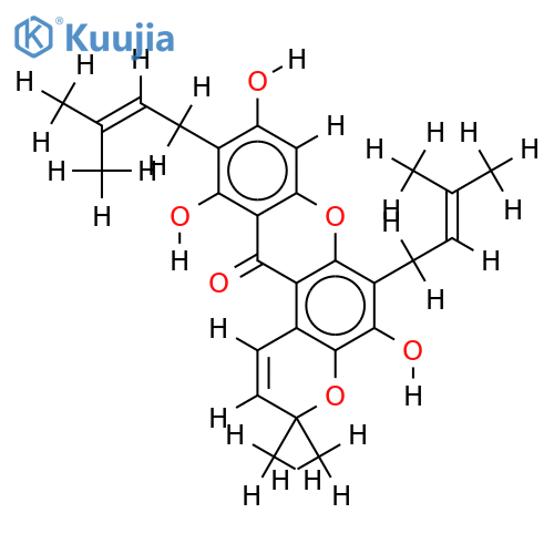 1,3,6-trihydroxy-2,5-diprenyl-6',6'-dimethylpyrano(2',3':7,8)xanthone structure