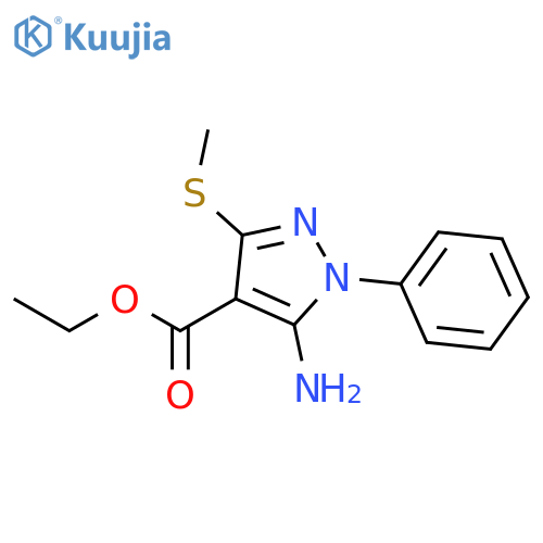 Ethyl 5-amino-3-(methylthio)-1-phenyl-1H-pyrazole-4-carboxylate structure