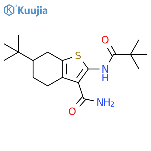 Benzo[b]thiophene-3-carboxamide, 6-(1,1-dimethylethyl)-2-[(2,2-dimethyl-1-oxopropyl)amino]-4,5,6,7-tetrahydro- structure