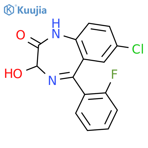 3-hydroxy-1,3-dihydro-7-chloro-5-(2-fluorophenyl)-2H-1,4-benzodiazepin-2-one structure