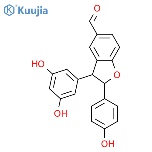 3-(3,5-Dihydroxyphenyl)-2,3-dihydro-2-(4-hydroxyphenyl)-5-benzofurancarboxaldehyde; (2R*,3S*)-form structure