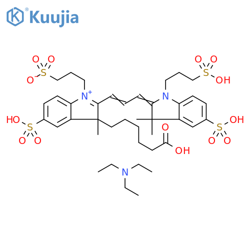 3H-Indolium, 3-(5-carboxypentyl)-2-[3-[1,3-dihydro-3,3-dimethyl-5-sulfo-1-(3-sulfopropyl)-2H-indol-2-ylidene]-1-propenyl]-3-methyl-5-sulfo-1-(3-sulfopropyl)-, inner salt, compd. with N,N-diethylethanamine (1:3) (9CI) structure