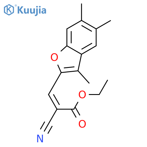 Ethyl 2-cyano-3-(3,5,6-trimethyl-1-benzofuran-2-yl)prop-2-enoate structure