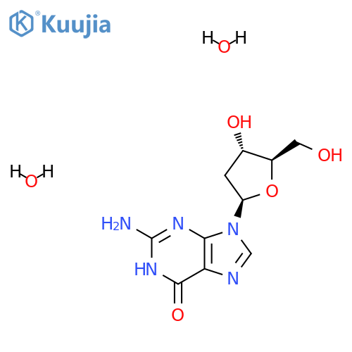 2-Amino-9-((2R,4S,5R)-4-hydroxy-5-(hydroxymethyl)tetrahydrofuran-2-yl)-1H-purin-6(9H)-one dihydrate structure