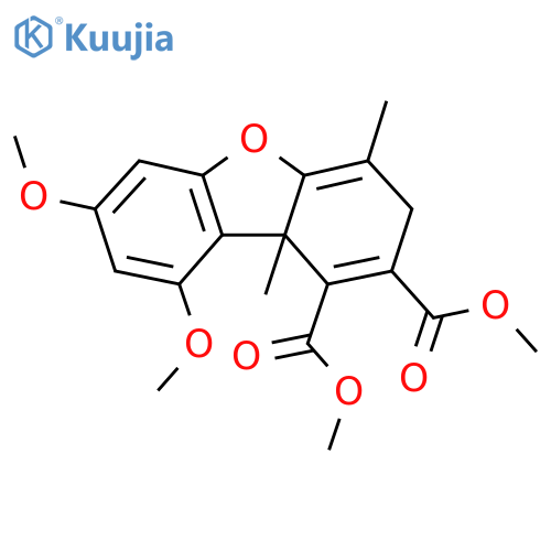 1,2-Dibenzofurandicarboxylic acid, 3,9b-dihydro-7,9-dimethoxy-4,9b-dimethyl-, dimethyl ester structure