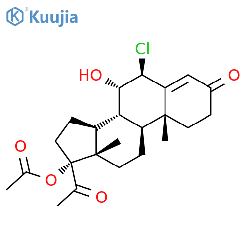 Pregn-4-ene-3,20-dione, 17-(acetyloxy)-6-chloro-7-hydroxy-, (6b,7a)- structure