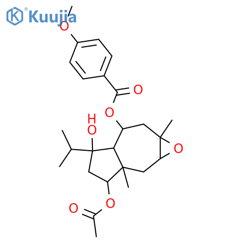8-Daucene-2,4,6-triol; (2α,4β,6α)-form, 8α,9α-Epoxide, 6-O-(4-methoxybenzoyl), 2-Ac structure
