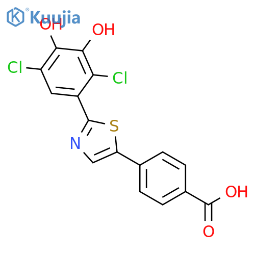 Benzoic acid, 4-[2-(2,5-dichloro-3,4-dihydroxyphenyl)-5-thiazolyl]- structure