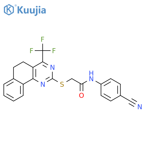 <br>N-(4-Cyano-phenyl)-2-(4-trifluoromethyl-5,6-dihydro-benzo[h]quinazolin-2-yl sulfanyl)-acetamide structure