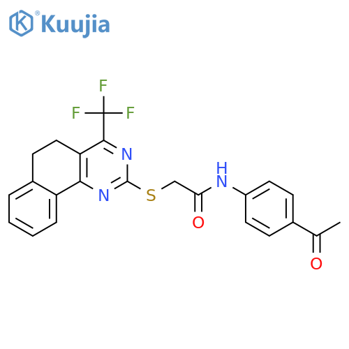 <br>N-(4-Acetyl-phenyl)-2-(4-trifluoromethyl-5,6-dihydro-benzo[h]quinazolin-2-y lsulfanyl)-acetamide structure