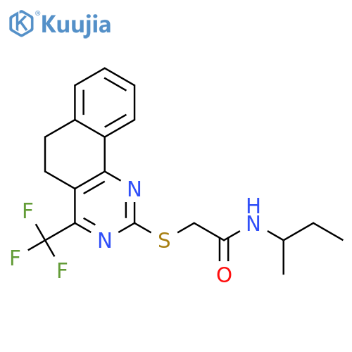<br>N-(sec-butyl)-2-{[4-(trifluoromethyl)-5,6-dihydrobenzo[h]quinazolin-2-yl]su lfanyl}acetamide structure