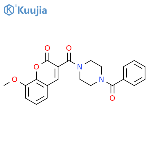 3-(4-benzoylpiperazine-1-carbonyl)-8-methoxy-2H-chromen-2-one structure