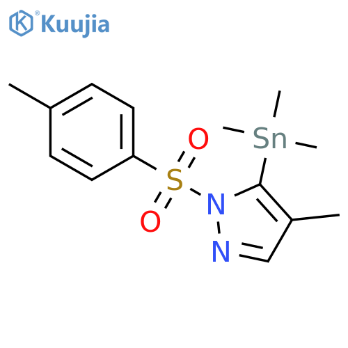 4-Methyl-1-[(4-methylphenyl)sulfonyl]-5-(trimethylstannyl)-1H-pyrazole structure