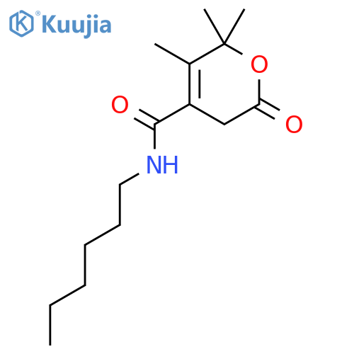 2H-PYRAN-4-CARBOXAMIDE, N-HEXYL-5,6-DIHYDRO-2,2,3-TRIMETHYL-6-OXO- structure
